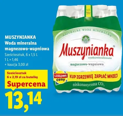 Woda mineralna magnezowo-wapniowa Muszynianka 6-pak promocja w Lidl