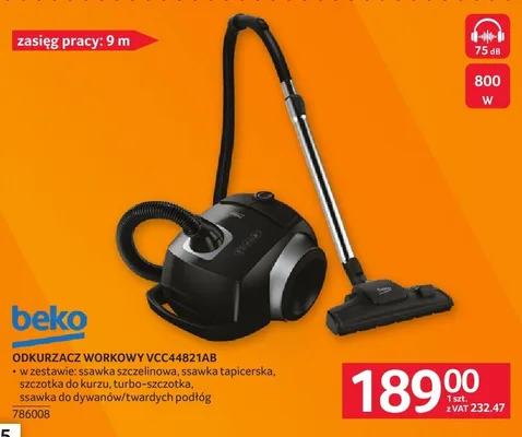 Odkurzacz workowy Beko VCC4821AB promocja w Selgros