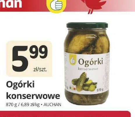 Ogórki konserwowe Auchan promocja w Marketvita