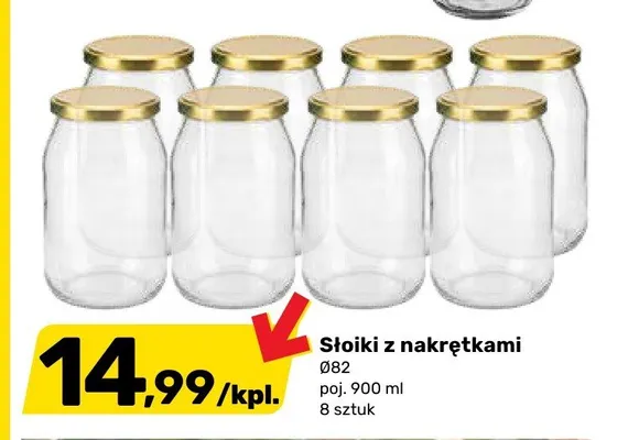 Słoiki z nakrętkami Ø82 poj. 900ml 8-pak promocja w Bricomarche