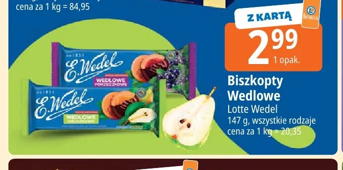 Biszkopty Wedlowe gruszkowe E.Wedel promocja w Leclerc