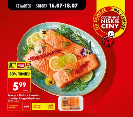 Porcje z fileta z łososia atlantyckiego Marinero promocja w Biedronka