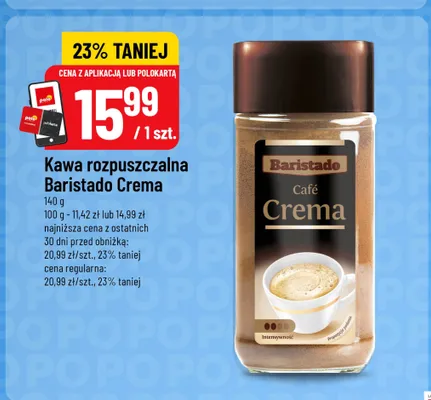 Kawa rozpuszczalna Baristado Crema promocja w POLOmarket