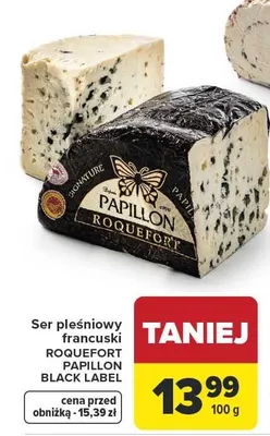 Ser pleśniowy PAPILLON ROQUEFORT BLACK LABEL promocja w Carrefour