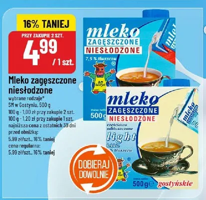 Mleko zagęszczone niesłodzone light promocja w POLOmarket