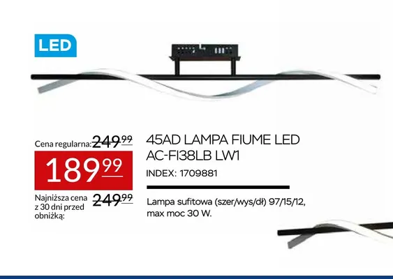 Lampa sufitowa 45AD Fiume LED AC-FI38LB LW1 promocja w Abra Meble