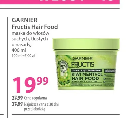 Maska do włosów suchych, tłustych u nasady Fructis Hair Food Garnier promocja w Hebe