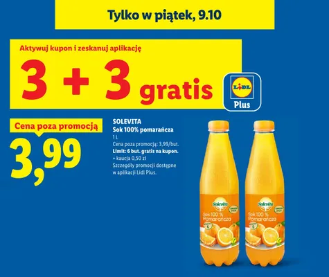 Sok 100% pomarańcza Solevita promocja w Lidl