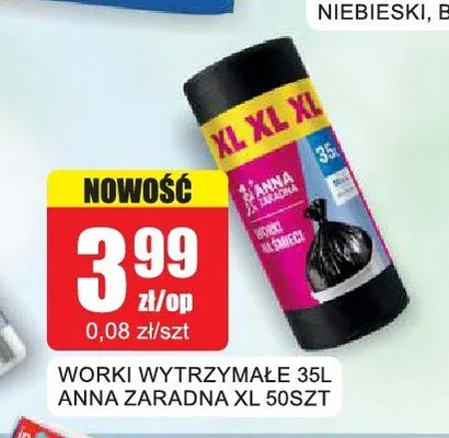 Worki wytrzymałe 35 l Anna Zaradna XL 50-pak promocja w Bingo