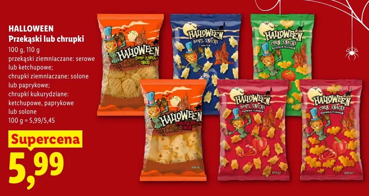 Chrupki kukurydziane paprykowe Halloween promocja w Lidl