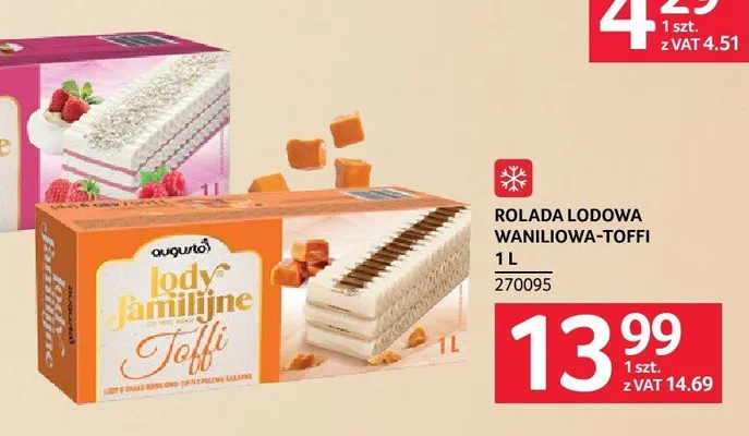 Rolada lodowa Augusto Waniliowo-Toffi promocja w Selgros