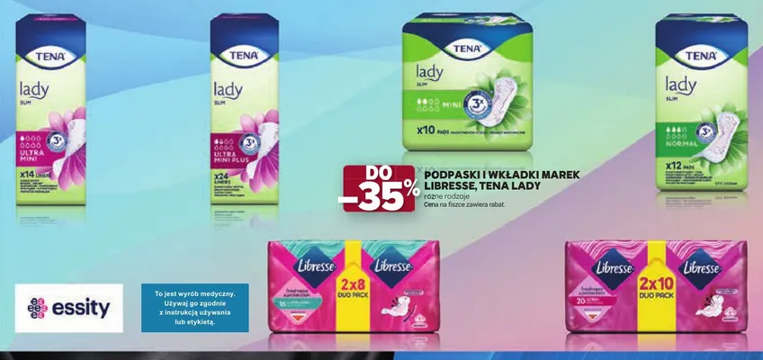 Podpaski i wkładki marek Libresse, Tena Lady promocja w Stokrotka
