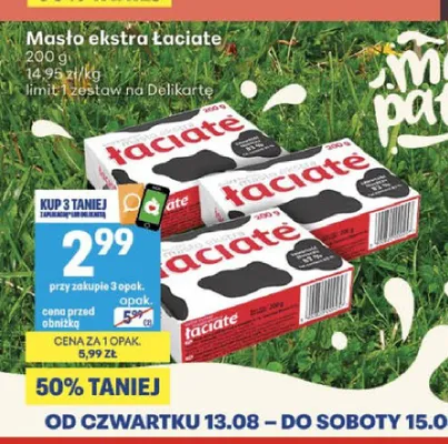 Masło ekstra Łaciate promocja w Delikatesy Centrum