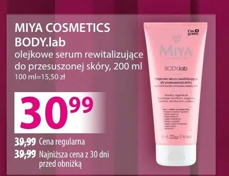 Serum olejkowe rewitalizujące do przesuszonej skóry MIYA COSMETICS BODY.lab promocja w Hebe