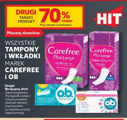 Tampony i wkładki marek Carefree i OB promocja w Kaufland
