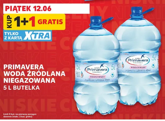 Woda źródlana niegazowana Primavera promocja w Kaufland