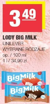 Lody Big Milk wybrane rodzaje promocja w SPAR