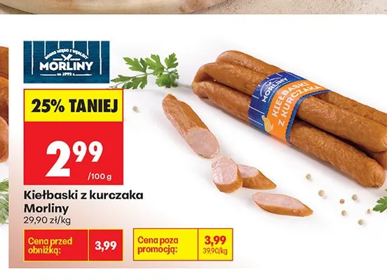 Kiełbaski z kurczaka Morliny promocja w Biedronka