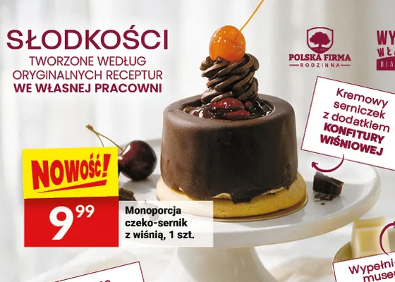 Monoporcja czeko-sernik z wiśnią Białecki promocja w Twój Market