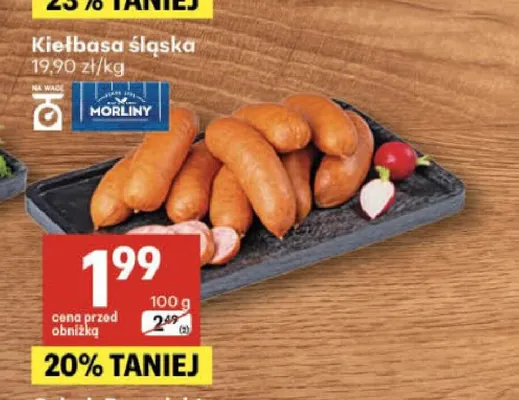 Kiełbasa śląska Morliny promocja w Delikatesy Centrum