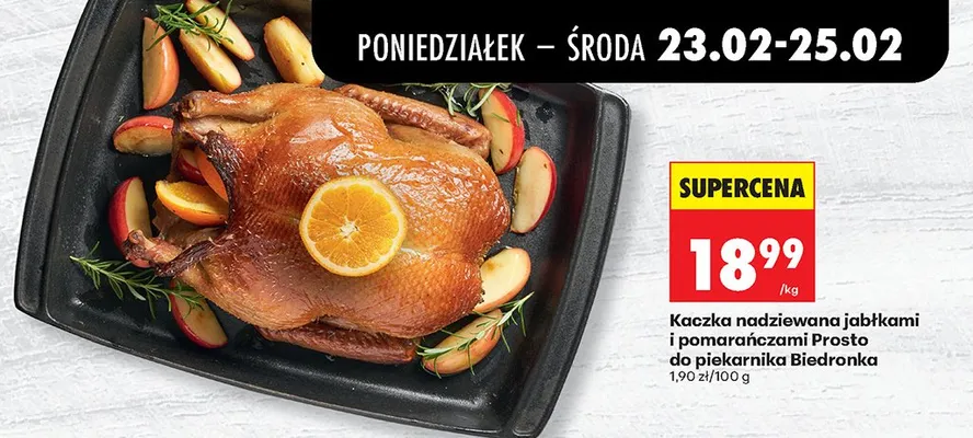 Kaczka nadziewana jabłkami i pomarańczami prosto do piekarnika promocja w Biedronka