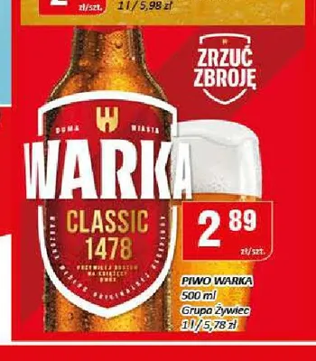 Piwo Warka Classic promocja w Chorten