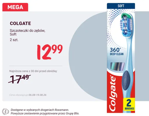 Szczoteczki do zębów Colgate Soft 2-pak promocja w Rossmann