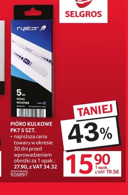 Pióro kulkowe Rystor PK7 5-pak promocja w Selgros