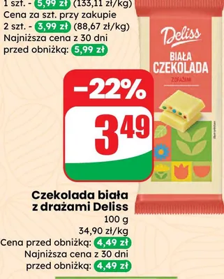 Czekolada biała z drażami promocja w Dino
