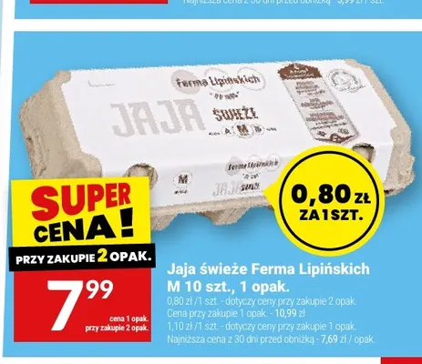 Jajka kurze świeże Ferma Lipińskich M 10 szt promocja w Twój Market