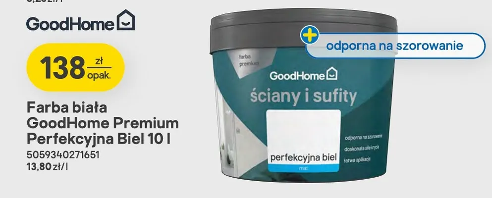 Farba biała GoodHome Premium Perfekcyjna Biel promocja w Castorama