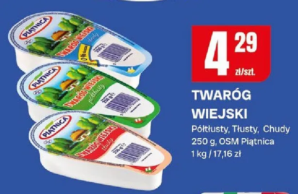 Twaróg wiejski Półtłusty, Tłusty, Chudy promocja w Chorten
