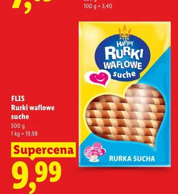 Rurki waflowe suche Flis Happy promocja w Lidl