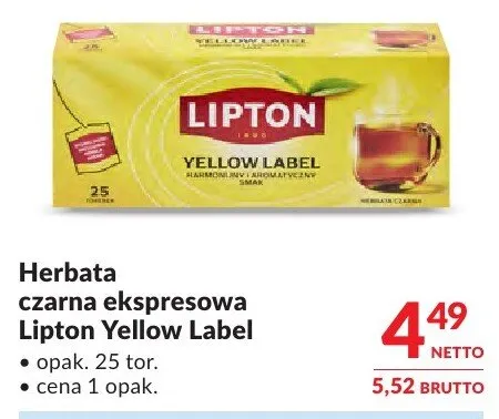 Herbata czarna ekspresowa Lipton Yellow Label promocja w Makro