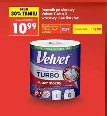 Ręcznik papierowy Velvet Turbo 3-warstwowy promocja w Biedronka