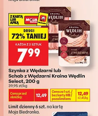 Szynka z Wędzarni Kraina Wędlin Select promocja w Biedronka