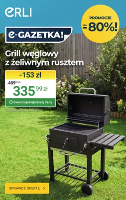 Grill węglowy z żeliwnym rusztem promocja w ERLI
