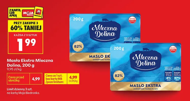 Masło ekstra z solą morską Mleczna dolina promocja w Biedronka