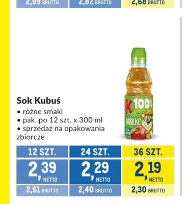 Sok Kubuś 24-pak 300 ml promocja w Makro