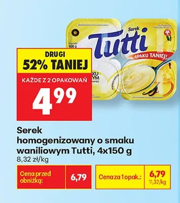 Serek homogenizowany Tutti 4-pak 150 g promocja w Biedronka