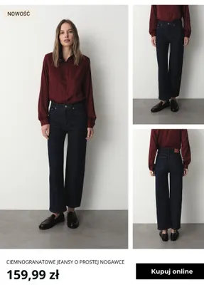 Ciemnogranatowe jeansy o prostej nogawce Greenpoint promocja w Greenpoint