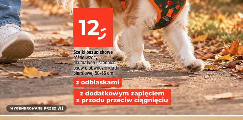 Szelki bezuciskowe dla małych i średnich psów 50-56 cm z odblaskami promocja w Dealz