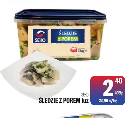 Śledzie z porem luz Seko promocja w Tomi Markt