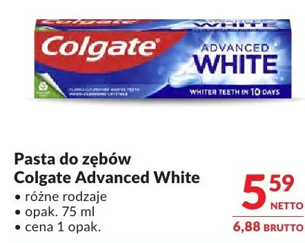 Pasta do zębów Colgate Advanced White różne rodzaje promocja w Makro