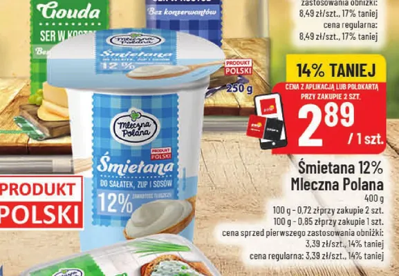 Śmietana Mleczna Polana 12% promocja w POLOmarket