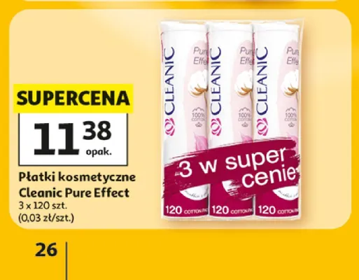 Płatki kosmetyczne Cleanic Pure Effect 3-pak promocja w Auchan