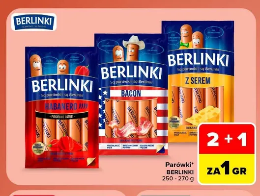 Parówki Berlinki z serem promocja w Carrefour