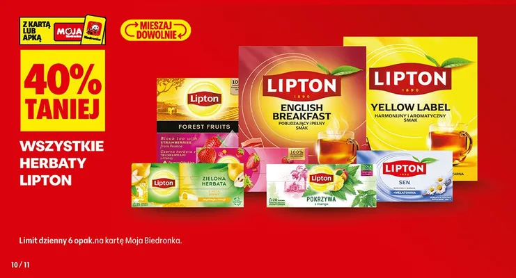 Herbata czarna Lipton Yellow Label promocja w Biedronka