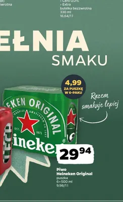 Piwo Heineken Original 6-pak promocja w Netto