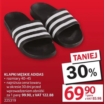 Klapki męskie Adidas rozmiary 40-45 promocja w Selgros